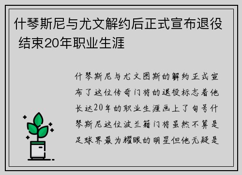 什琴斯尼与尤文解约后正式宣布退役 结束20年职业生涯